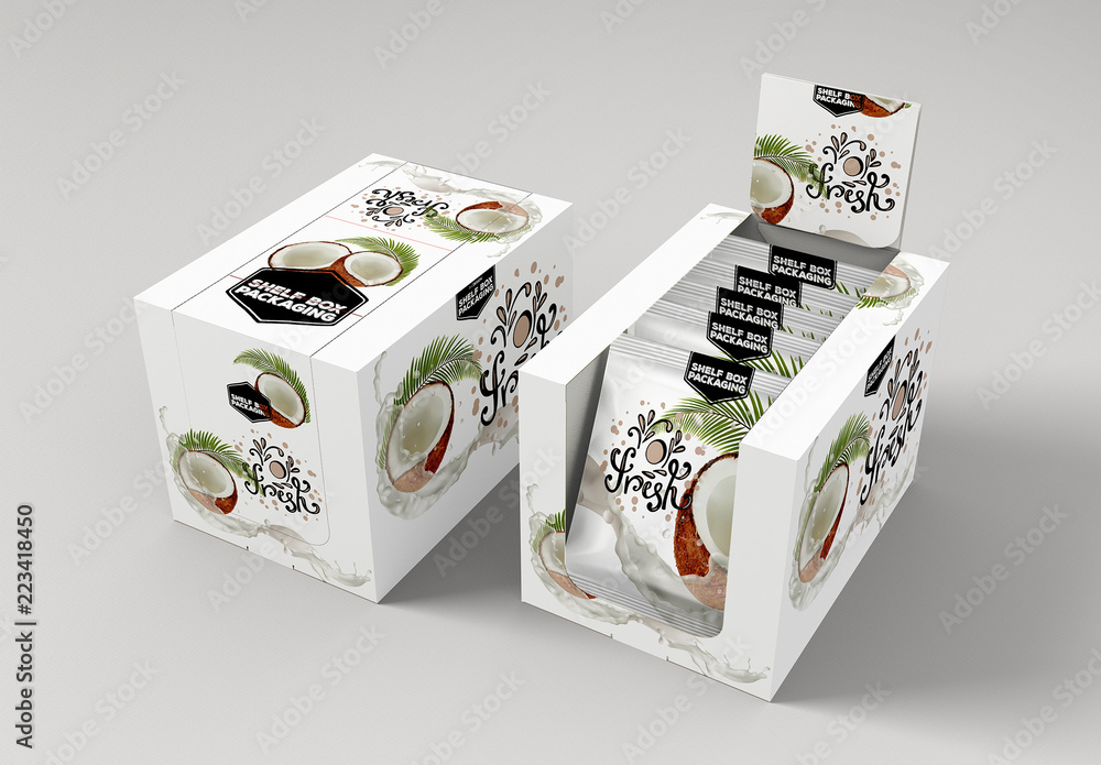 Cardboard Shelf Box Mockup with Product Stock Template Adobe Stock