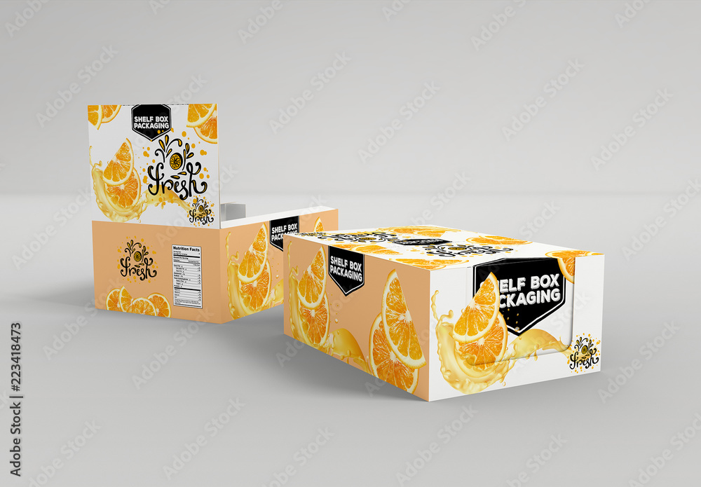 Cardboard Shelf Box Mockup Stock Template Adobe Stock