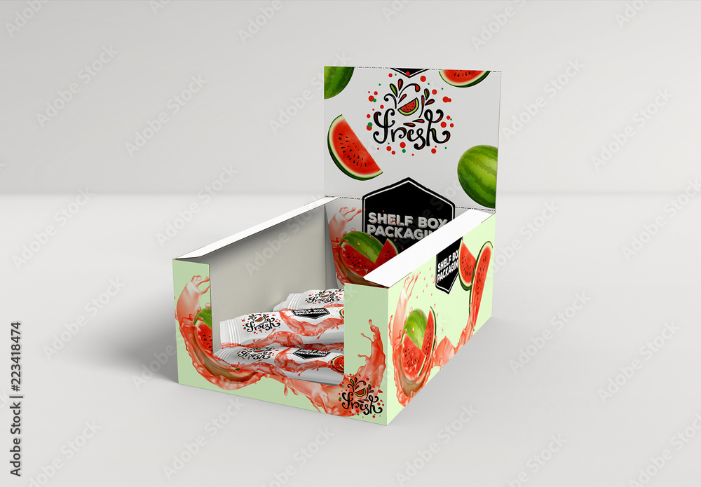 Cardboard Shelf Box Mockup with Product Stock Template Adobe Stock