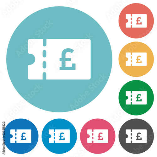 Pound discount coupon flat round icons