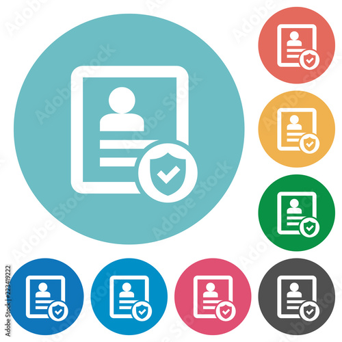 Protected contact flat round icons