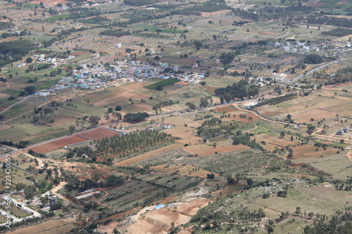 Small village captured from 500 meters above the ground