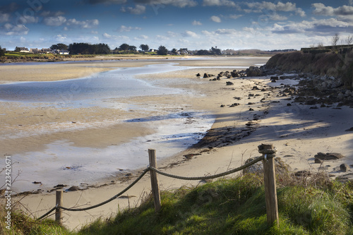 Beautiful sunset coastline in Guisseny Brittany, France