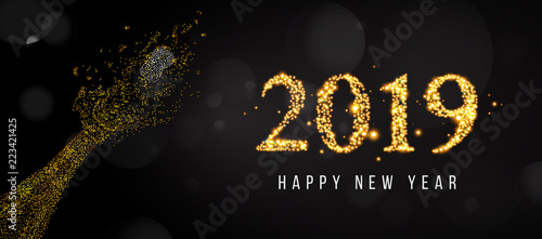 New Years 2019. Happy New Year greeting card. 2019 Happy New Year background.
