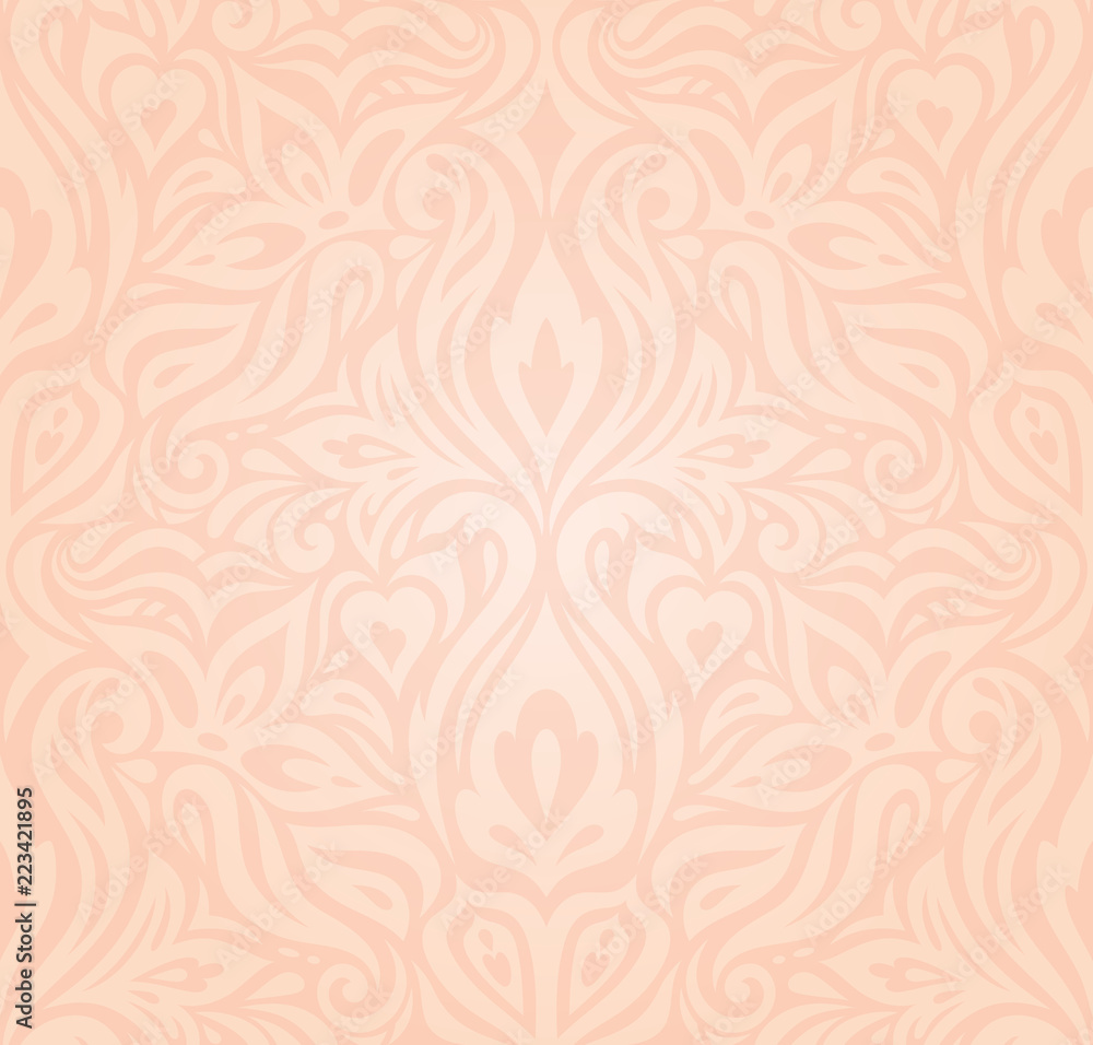 Wedding floral Pale ecru pale peach decorative vector vintage pattern fashion wallpaper design