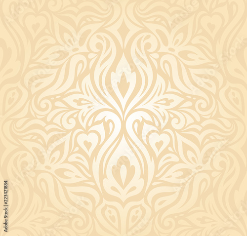 Bridal Retro wedding pale peach ecru invitation background design in vintage style