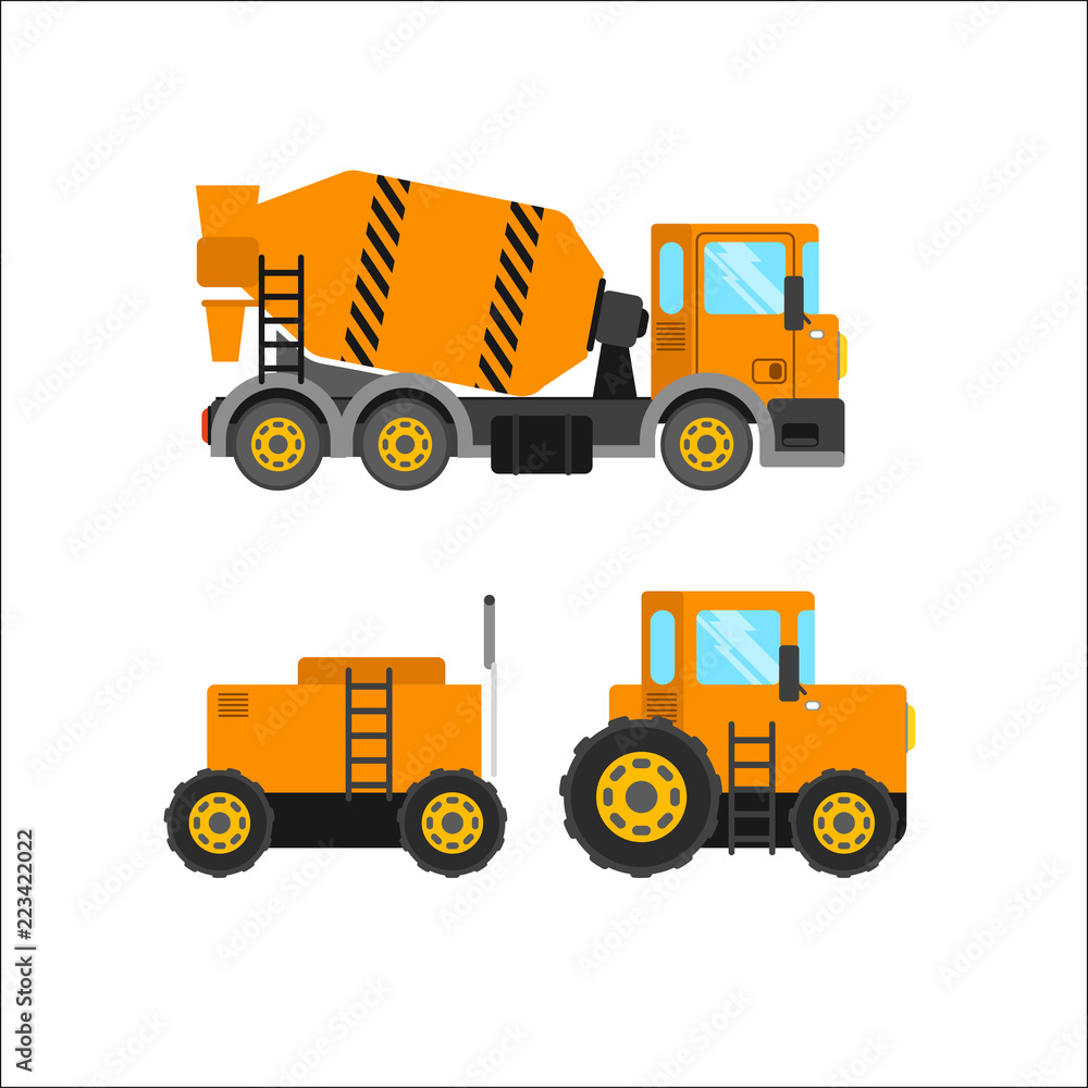 construction machinery vector illustration on white background construction machinery vector illustration on white background
