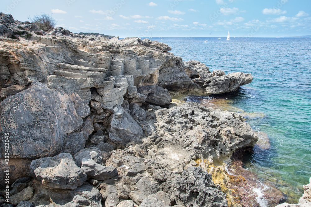Mallorca rocky coast with sea landscape