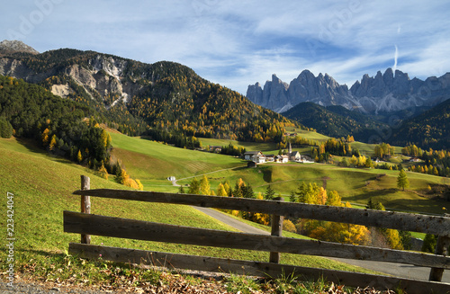 
Santa Magdalena Village in Val di Funes with the Odle italian Dolomites group on the background. South Tyrol, Italy photo