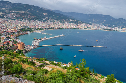 View of Alanya and Kyzil Kule from the Alanya fortress. Turkey photo