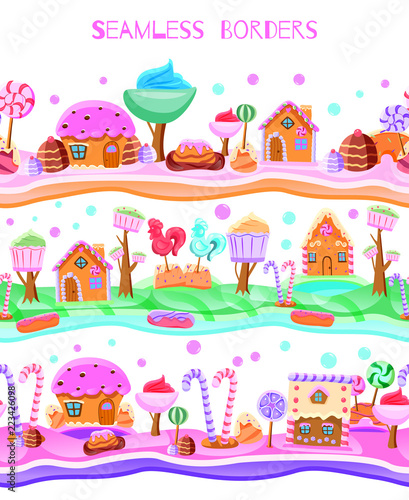 Candy Land Flat Seamless Border