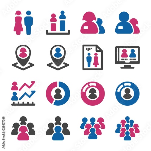 people with gender icon set