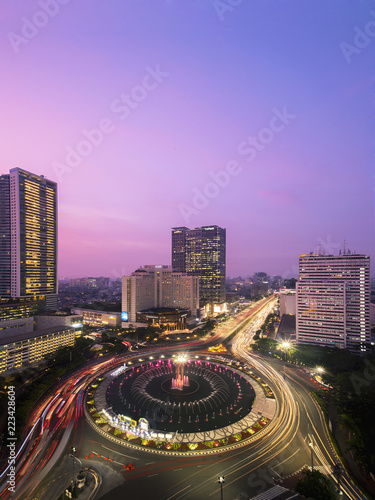 Hotel Indonesia Roundabout with light trail