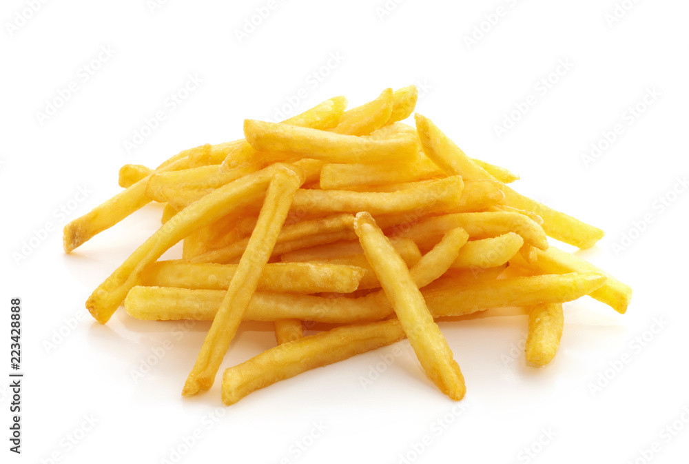 potato fry on white isolated background potato fry on white isolated background