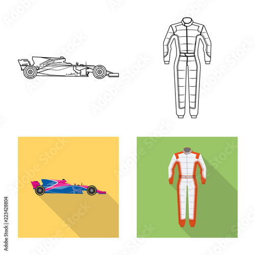 Vector illustration of car and rally sign. Set of car and race stock vector illustration.