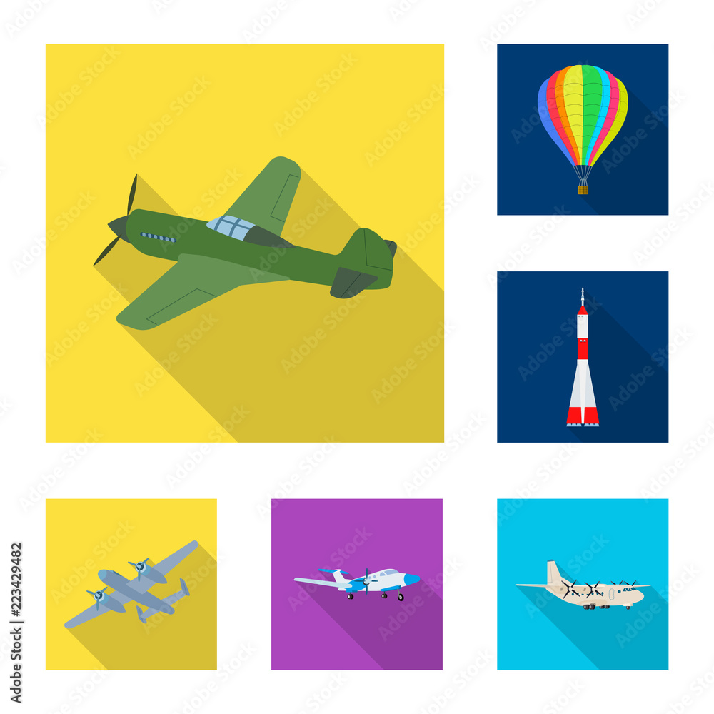 Isolated object of plane and transport icon. Collection of plane and sky stock vector illustration.