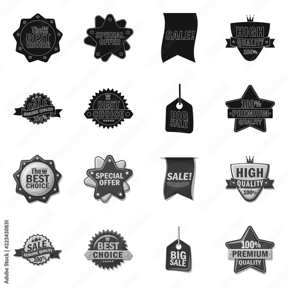 Vector illustration of emblem and badge icon. Collection of emblem and sticker stock vector illustration. Vector illustration of emblem and badge icon. Collection of emblem and sticker stock vector illustration.