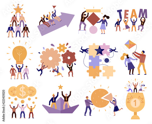 Teamwork Cartoon Set