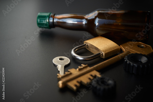 Conceptual image of prevent drink driving car lock