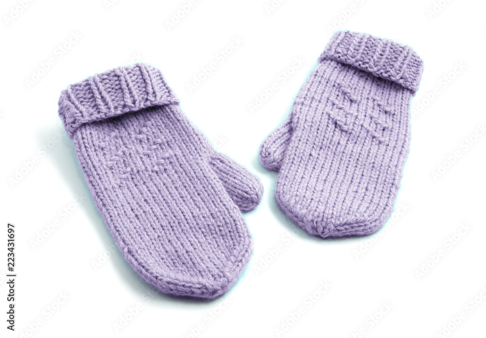 Pink mittens isolated on white background Pink mittens isolated on white background