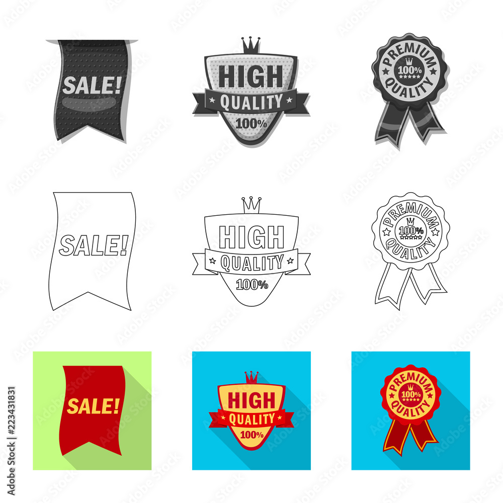 Obraz premium Vector illustration of emblem and badge symbol. Collection of emblem and sticker vector icon for stock.