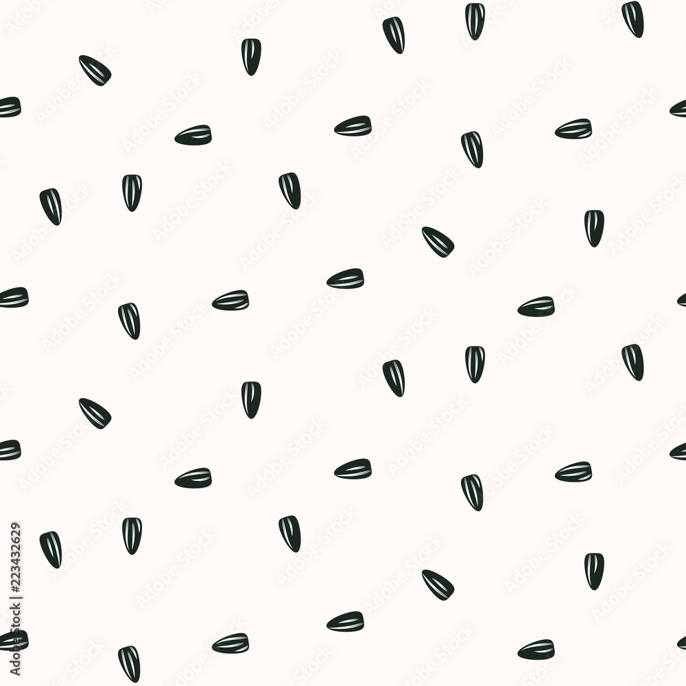 Sunflower seeds seamless vector pattern on white. Agriculture product background. Sunflower seeds seamless vector pattern on white. Agriculture product background.