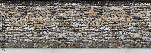 Old brown  stone wall with part of the road Horizontal Seamless pattern