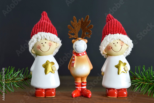 Christmas elves and reindeer decoration