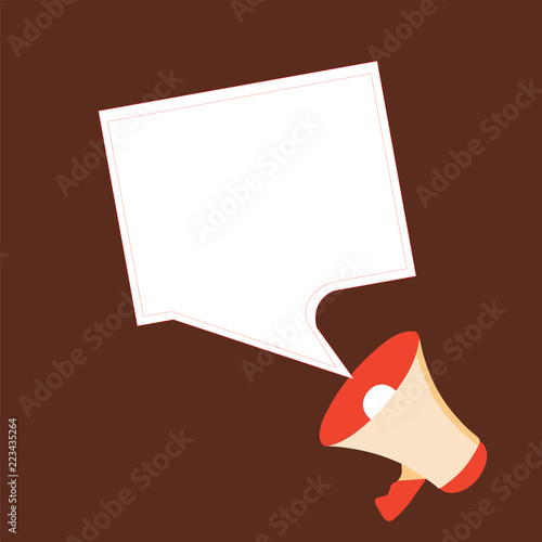 Flat design business Vector Illustration Empty template esp isolated Minimalist graphic layout template for advertising. Megaphone and Blank Bordered Square Speech Bubble Public Announcement