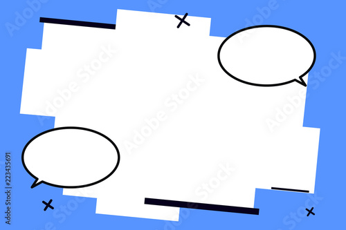 Flat design business Vector Illustration Empty template Layout for invitation greeting card promotion poster voucher. Two Blank Oval speech bubble at distance and Tail facing opposite direction