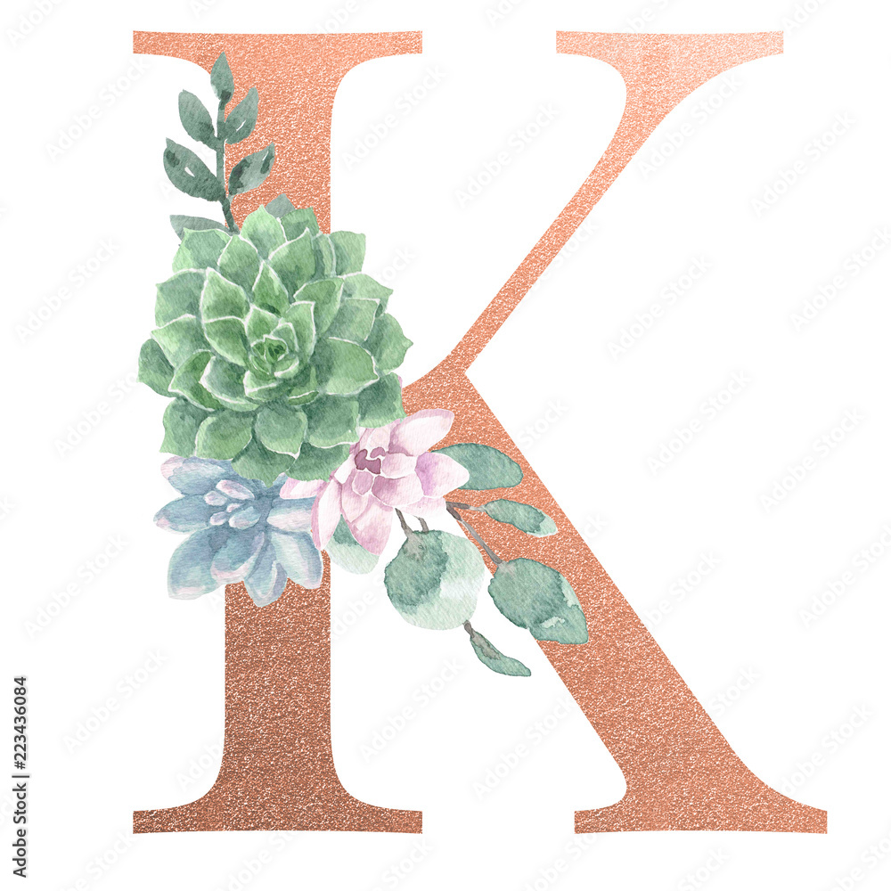Rose gold letter k sale