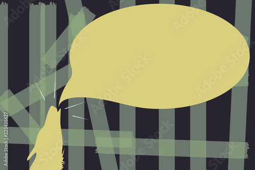 Flat design business Vector Illustration Empty template Layout for invitation greeting card promotion poster voucher. Contour shape of Wolf Head Pointing upward Howling Fiercely Speech Bubble