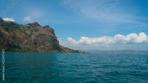 Cloudy sky above the sea of turquoise color, Crimea