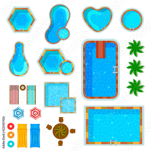 Swimming Pools Top View Set
