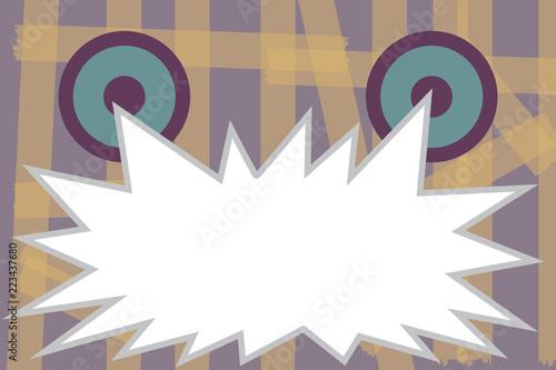 Flat design Vector Illustration Empty esp template copy text for Ad, promotion, poster, flyer, web banner, article. Screaming Angry Emotional Blank Speech Bubble with Round Dilated eyes