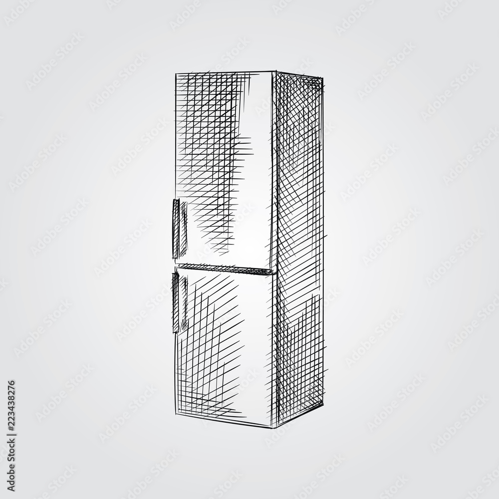 Monochrome Sketch Of Fridge With Water Dispenser Vector Illustration  Royalty Free SVG Cliparts Vectors And Stock Illustration Image 76095614