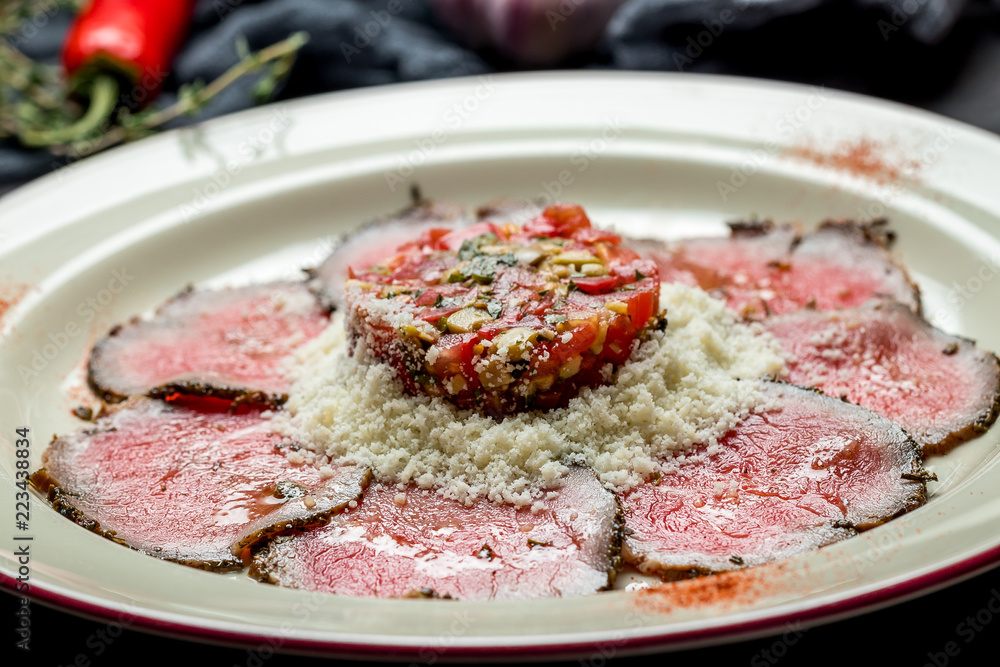 Beef carpaccio with Parmesan Beef carpaccio with Parmesan