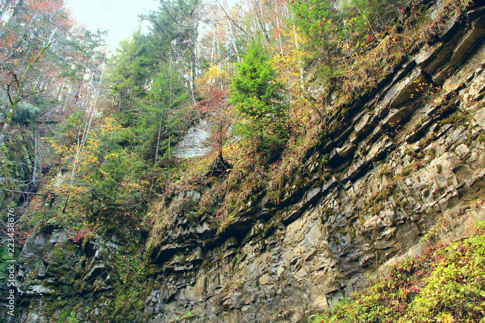 Rock layers in mountains. Layers of stony rocks. Geology Rock layers in mountains. Layers of stony rocks. Geology