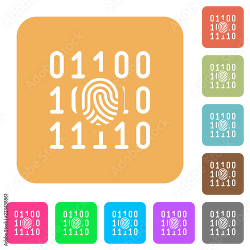 Digital fingerprint rounded square flat icons