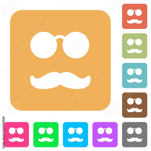 Glasses and mustache rounded square flat icons
