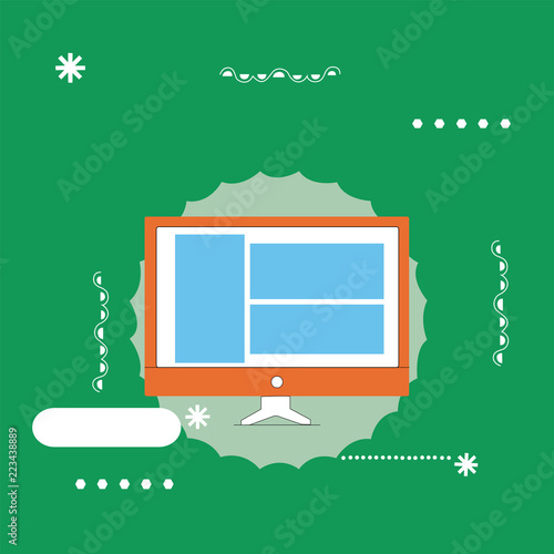 Flat design business Vector Illustration Empty template esp isolated Minimalist graphic layout template for advertising. Website Page Layout on Computer Monitor Screen Mounted Hardware Device