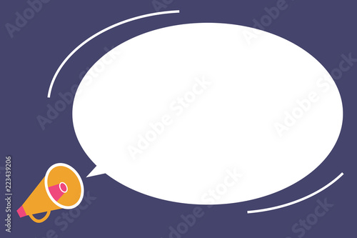 Flat design business Vector Illustration concept Empty template copy space Posters coupons promotional material. Megaphone Make Louder Loudspeaker Amplify Volume with blank speech bubble