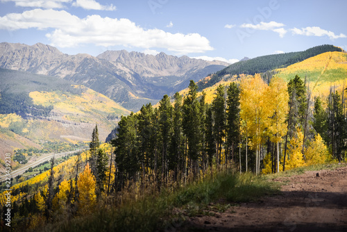 Landscape view of the Gore Range in the Rocky Mountains during autumn. 