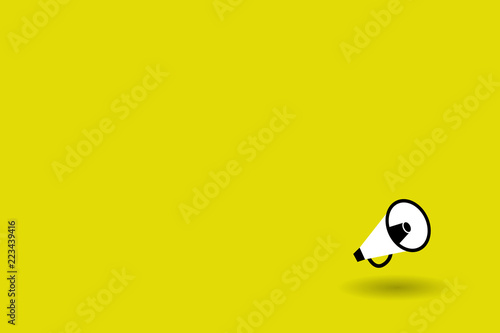 Flat design business Vector Illustration Empty copy space for Ad website promotion esp isolated Banner template. Megaphone Announcing Loudspeaker Floating Handheld Amplify Sound System