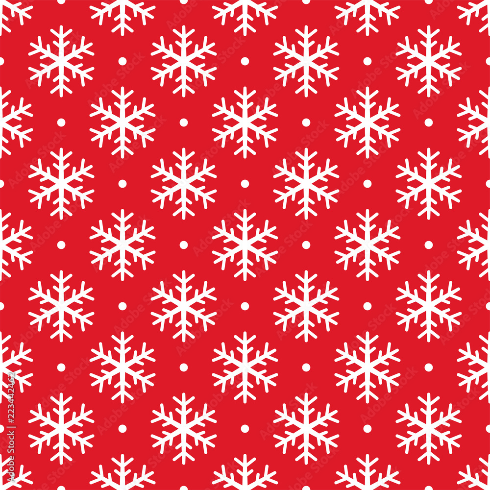 White snowflakes on red background, vector illustration White snowflakes on red background, vector illustration
