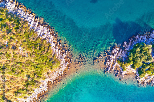 Mediterranean island stone shape aerial view
