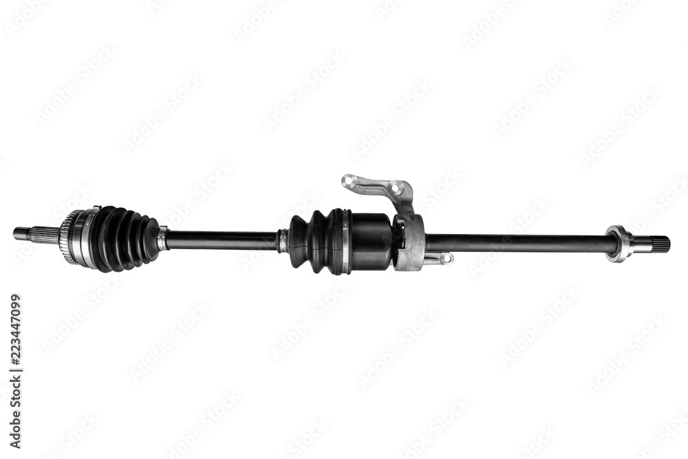drive shaft set the wheel assembly in a car on a white background - obrazy, fototapety, plakaty 