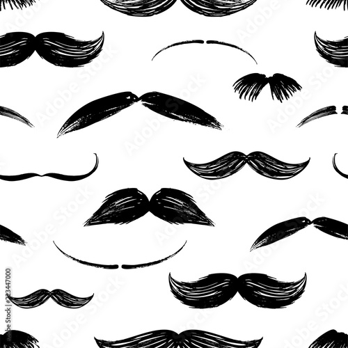Seamless pattern with hand drawn mustaches.