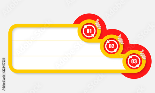 Three compact text area numbered steps. Vector illustration concept for printed materials, website, promotional materials.
