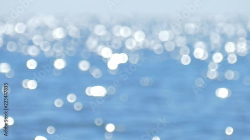  Blurred image of sparkling sea surface /	Background from blue colored sparkling water surface, blurred imag